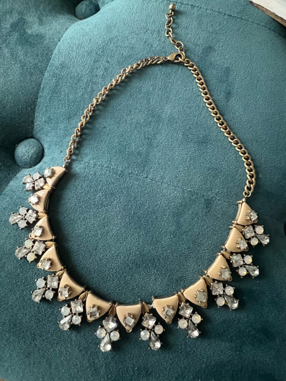 Vintage J Crew Gold Crystal Statement Necklace - Women Jewelry